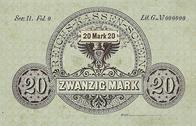 Germany banknote, Rentenbankschein, 20 Mark, 1874, Pick P-2, UNC