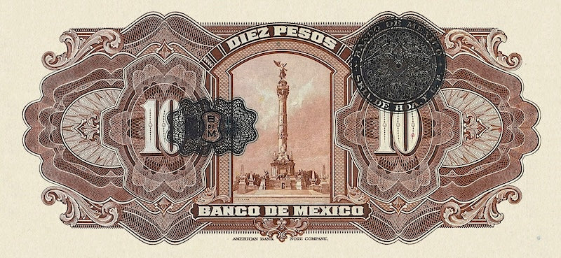 Mexico banknote, Banco de Mexico, 10 Pesos, 1915, Pick P-22, UNC