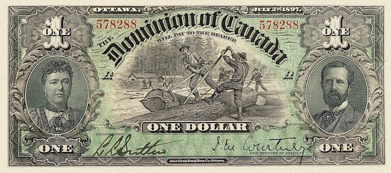 Dominion of Canada banknote, $1 Dollar, 1897, Pick P-22, UNC
