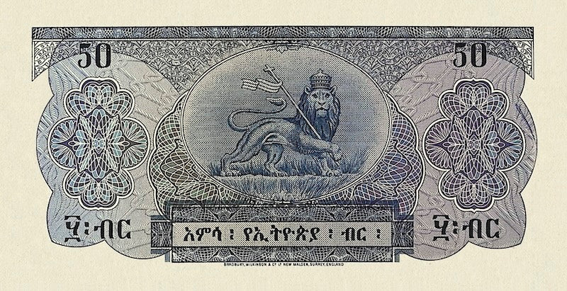 Ethiopia banknotes, Haile Selassie, 50 Dollars, 1961, Pick P-22, UNC