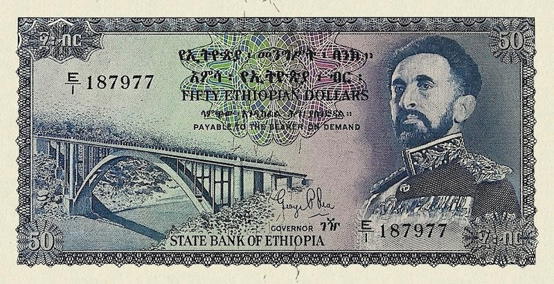 Ethiopia banknotes, Haile Selassie, 50 Dollars, 1961, Pick P-22, UNC