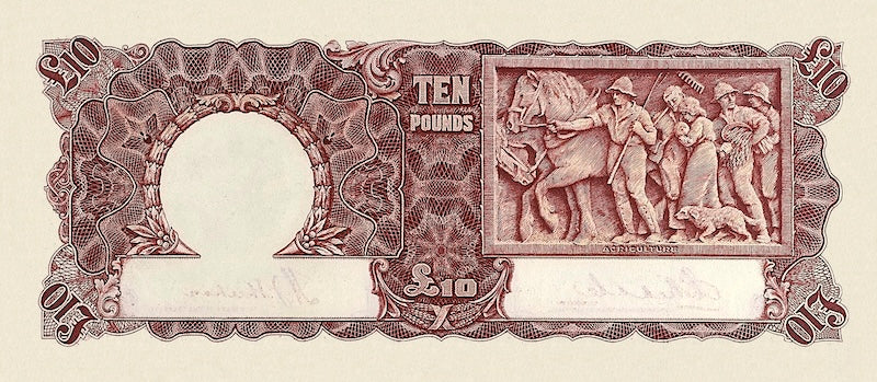 Australia banknotes, King George V, Commonwealth Bank, £10 Pounds, 1933, Pick P-24, UNC