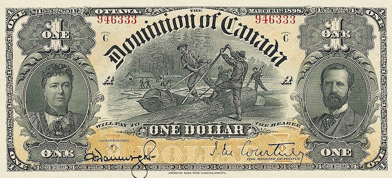Dominion of Canada banknote, $1 Dollar, 1898, Pick P-24, UNC
