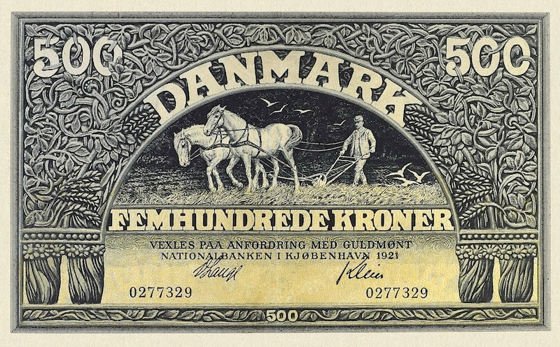 Denmark banknotes, Nationalbanken i Kjøbenhavn, 500 Kroner, 1910, Pick P-24, UNC