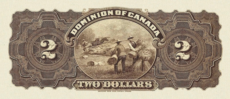Dominion of Canada banknote, $2 Dollars, 1897, Pick P-24C, UNC