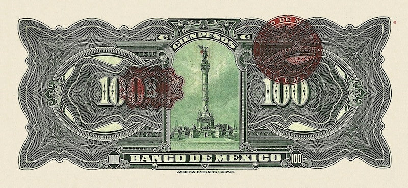 Mexico banknote, Banco de Mexico, 100 Pesos, 1915, Pick P-25, UNC