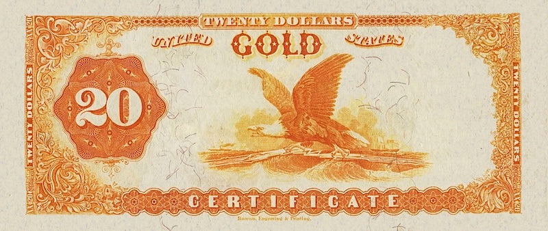 United States Treasury Gold Certificates banknote, $20 Dollars, 1882, Pick P-259, UNC