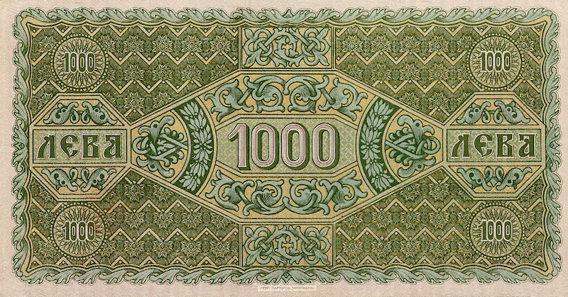Bulgaria banknotes, B'lgarska Narodna Banka, 1000 Leva Zlatni, 1917, Pick P-26, UNC