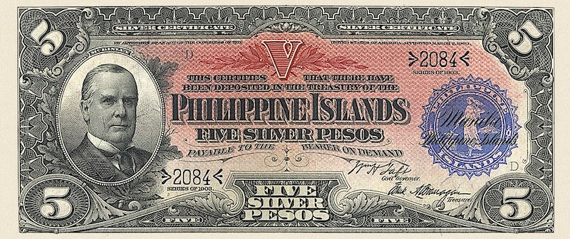 Philippine Islands banknote, United States, 5 Pesos, 1903, Pick P-26, UNC 