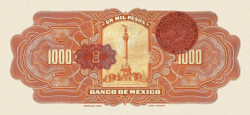 Mexico banknote, Banco de Mexico, 1000 Pesos, 1915, Pick P-27, UNC