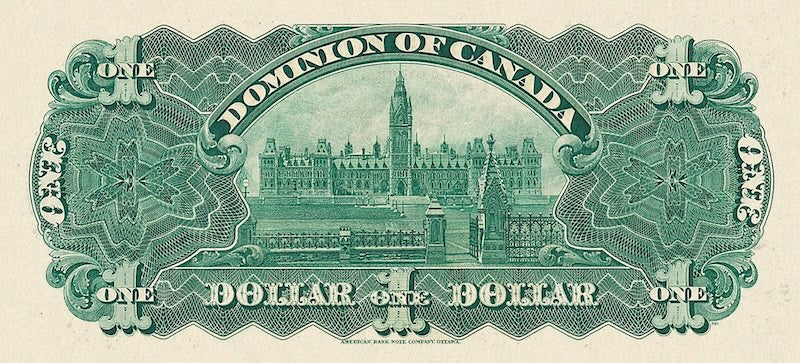 Dominion of Canada banknote, $1 Dollar, 1911, Pick P-27, UNC