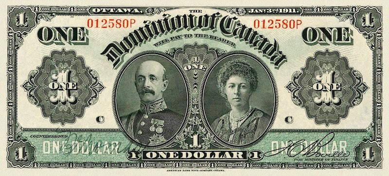 Dominion of Canada banknote, $1 Dollar, 1911, Pick P-27, UNC