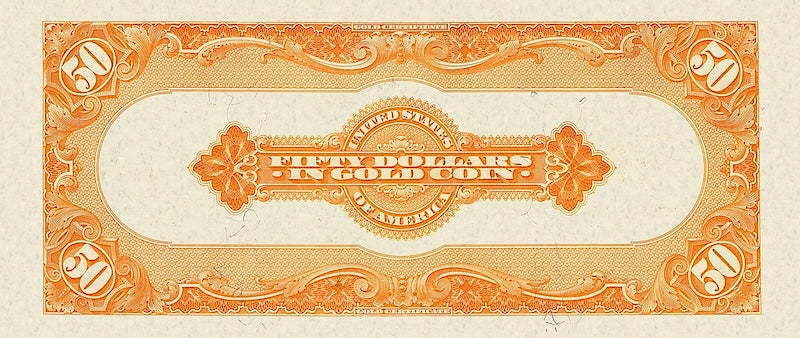 United States Treasury Gold Certificates banknote, $50 Dollars, 1922, Pick P-276, UNC