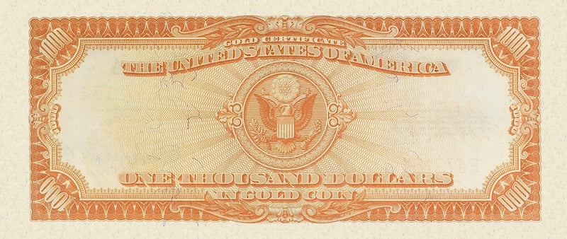 United States Treasury Gold Certificates banknote, $1000 Dollars, 1922, Pick P-279, UNC
