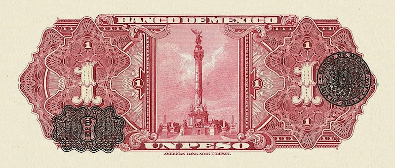Mexico banknote, Banco de México, 1 Peso, 1936, Pick P-28, UNC