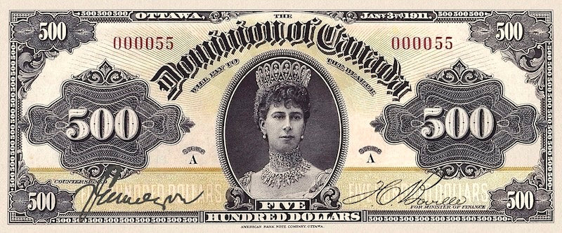 Dominion of Canada banknote, $500 Dollars, 1911, Pick P-28, UNC 