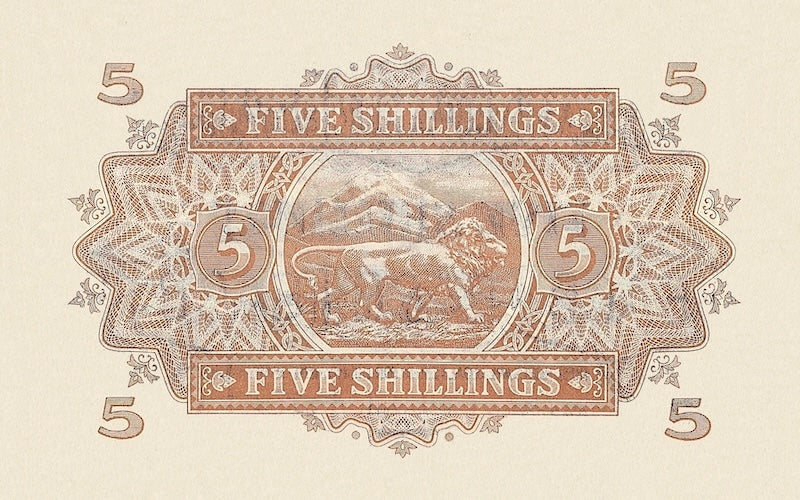 British East Africa banknotes, King George VI, 5 Shillings, 1938, Pick P-28, UNC