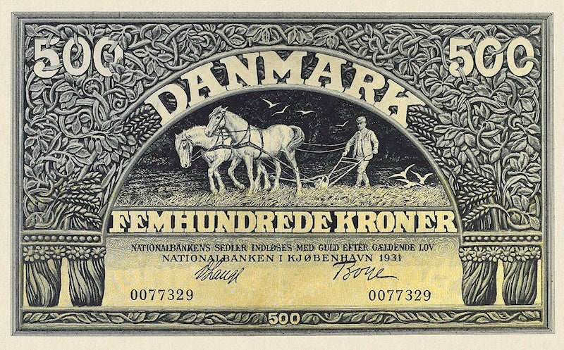Denmark banknotes, Nationalbanken i Kjøbenhavn, 500 Kroner, 1910, Pick P-29, UNC