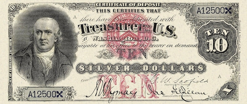 United States Treasury Silver Certificates banknote, $10 Dollars, 1878, Pick P-309, UNC