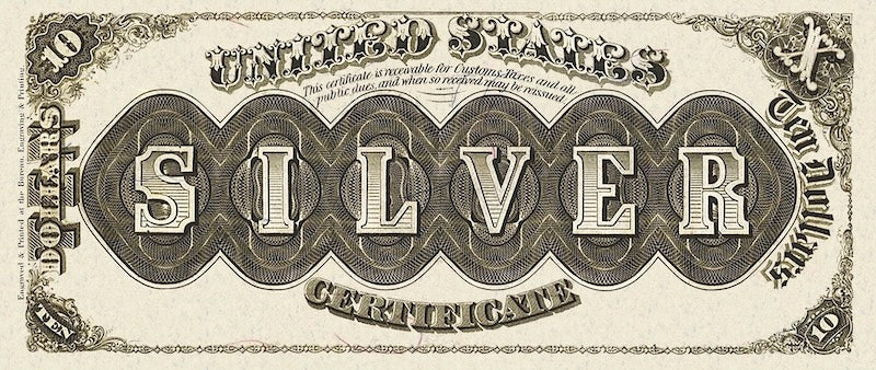 United States Treasury Silver Certificates banknote, $10 Dollars, 1880, Pick P-315, UNC