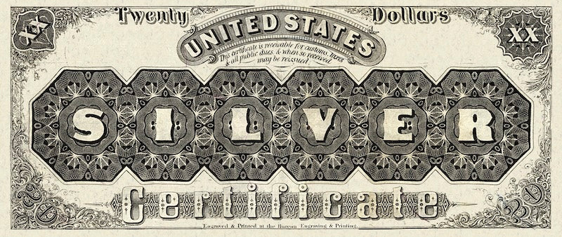 United States Treasury Silver Certificates banknote, $20 Dollars, 1880, Pick P-316, UNC