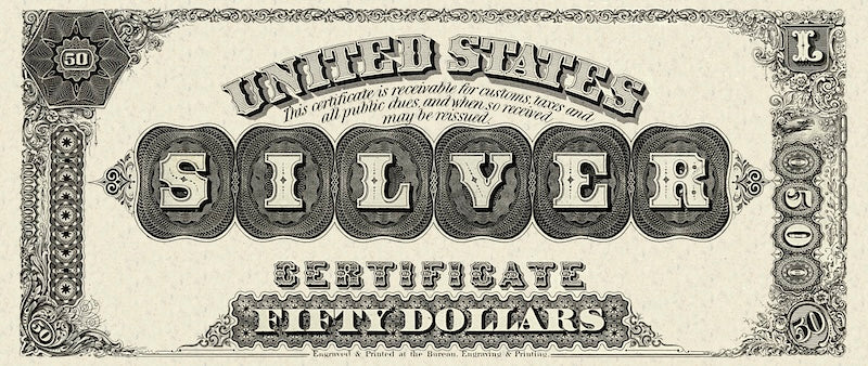 United States Treasury Silver Certificates banknote, $50 Dollars, 1880, Pick P-317, UNC