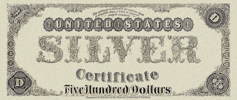 United States Treasury Silver Certificates banknote, $500 Dollars, 1880, Pick P-319, UNC