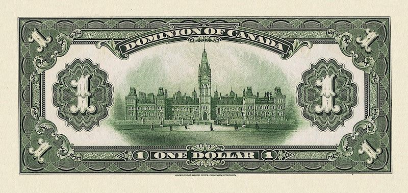 Dominion of Canada banknote, $1 Dollar, 1917, Pick P-32, UNC