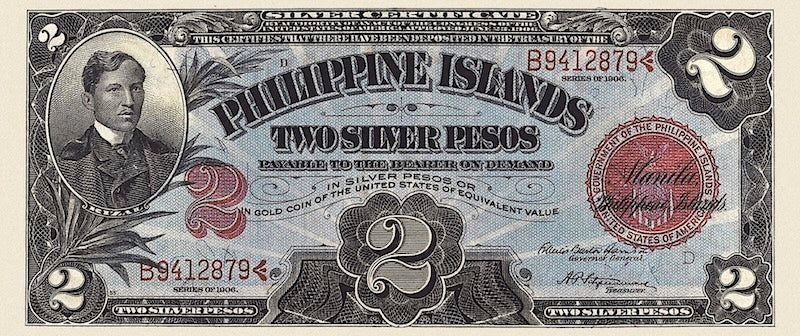 Philippine Islands banknote, United States,  2 Pesos, 1906, Pick P-32, UNC