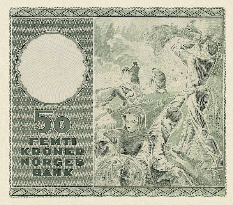 Norway banknotes, Norges Bank, 50 Kroner, 1960, Pick P-32, UNC
