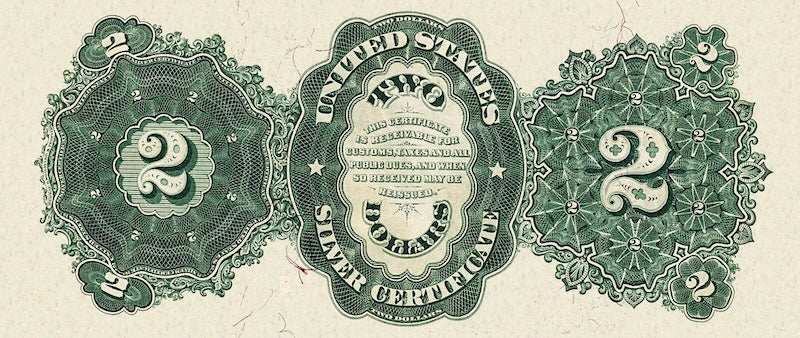 United States Treasury Silver Certificates banknote, $2 Dollars, 1891, Pick P-327, UNC