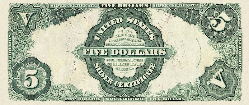 United States Treasury Silver Certificates banknote, $5 Dollars, 1891, Pick P-328, UNC