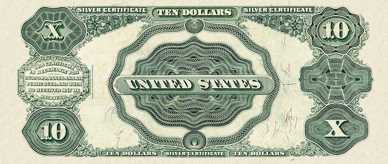 United States Treasury Silver Certificates banknote, $10 Dollars, 1891, Pick P-329, UNC
