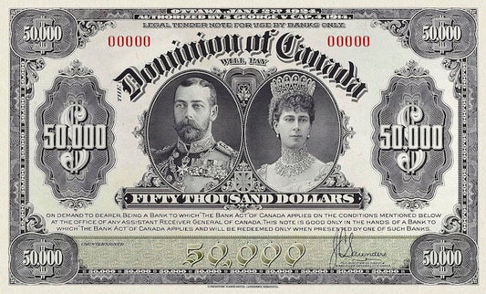 Dominion of Canada banknote, $50000 Dollars, 1918, Pick P-32B, UNC