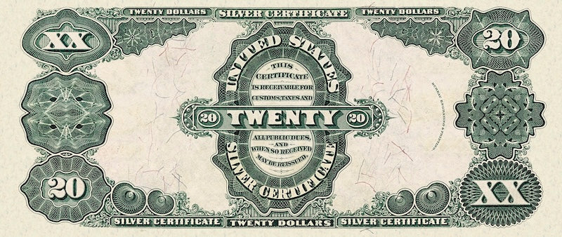 United States Treasury Silver Certificates banknote, $20 Dollars, 1891, Pick P-330, UNC