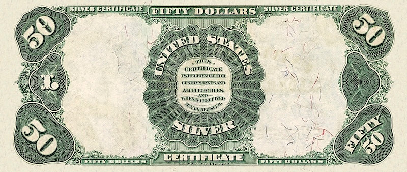 United States Treasury Silver Certificates banknote, $50 Dollars, 1891, Pick P-332, UNC