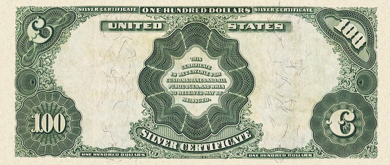 United States Treasury Silver Certificates banknote, $100 Dollars, 1891, Pick P-333, UNC