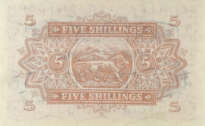 British East Africa banknotes, Queen Elizabeth II, 5 Shillings, 1953, Pick P-33, UNC