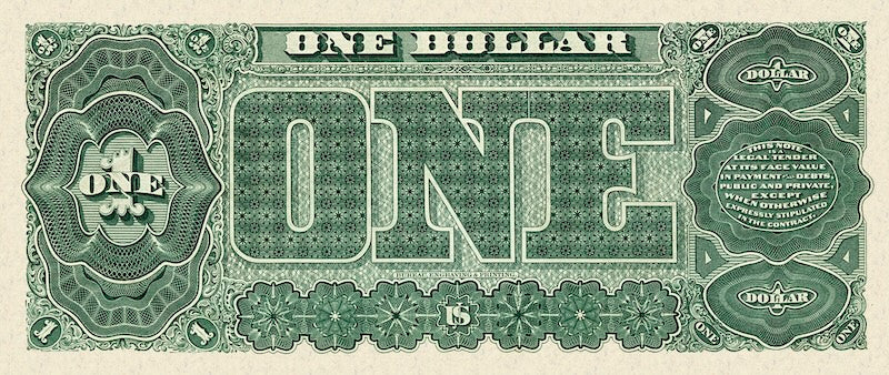 United States Treasury Notes banknote, The Grand Watermelon, $1 Dollar, 1890, Pick P-344, UNC