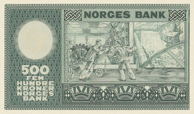Norway banknotes, Norges Bank, 500 Kroner, 1958, Pick P-34, UNC