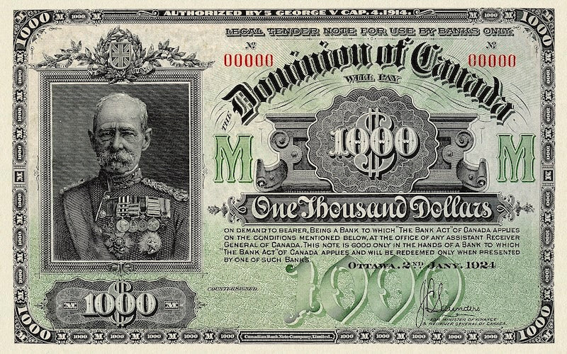 Dominion of Canada banknote, $1000 Dollars, 1924, Pick P-34A, UNC