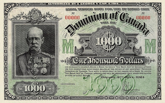 Dominion of Canada banknote, $1000 Dollars, 1924, Pick P-34A, UNC