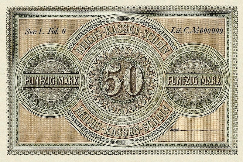 Germany banknote, Rentenbankschein, 50 Mark, 1874, Pick P-3, UNC
