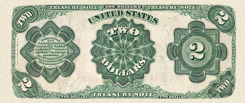 United States Treasury note, $2 Dollars, 1891, Pick P-352, UNC