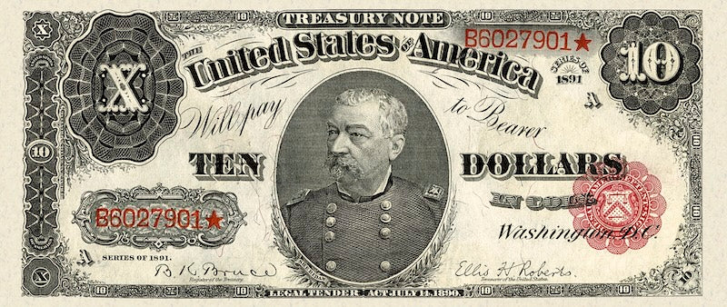 United States Treasury note, $10 Dollars, 1891, Pick P-354, UNC