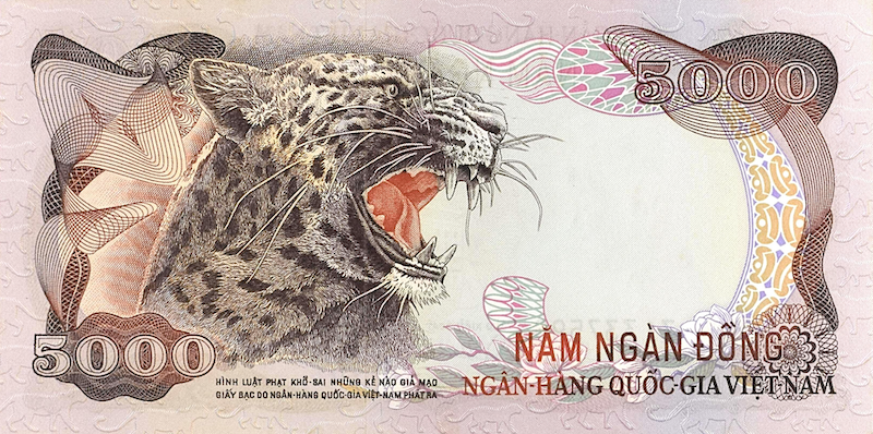 South Vietnam banknotes, Việt Nam Cộng hòa đồng, 5000 Dong, 1972, Pick Pick P-35, UNC