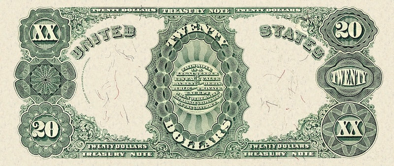 United States Treasury note, $20 Dollars, 1891, Pick P-355, UNC