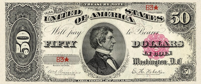 United States Treasury note, $50 Dollars, 1891, Pick P-356, UNC