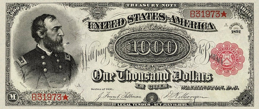 United States Treasury note, $1000 Dollars, 1891, Pick P-358, UNC