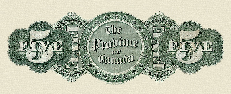 Province of Canada banknote, $5 Dollars, 1866, Pick P-3, UNC